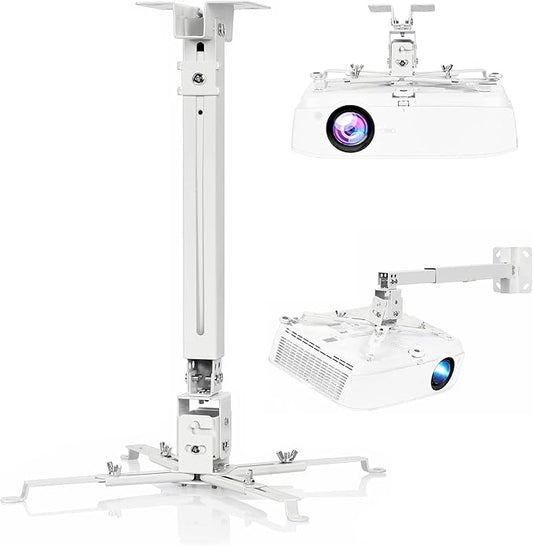 Adjustable Projector Ceiling/Wall Mount - 3-in-1 Universal Bracket for Projector Mounting, Universal Height Adjustable Mount Holder with Extension Pole