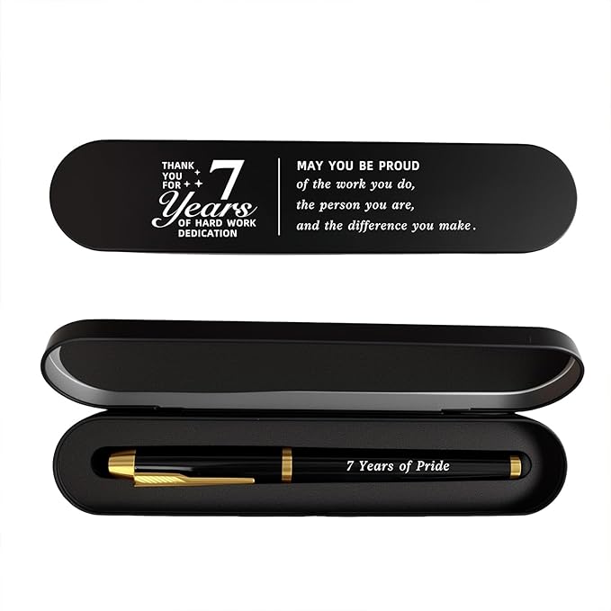 7 Year Work Anniversary Pen Gift- Engraved Gel Pen for Employee & Staff Appreciation Award, 7 Year Service Recognition