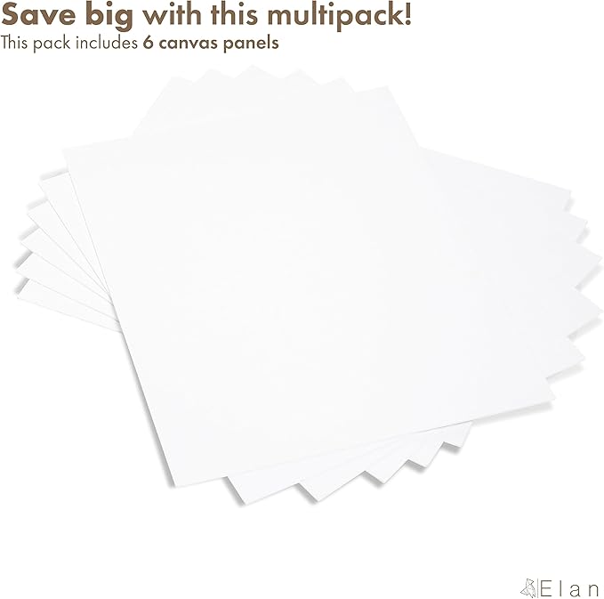 Elan Canvas Boards for Painting 15.7x19.7 Inch, 6-Pack 100% Cotton Acid-Free Blank Canvases for Painting 8oz, Triple Primed 15.7x19.7 Canvas Panels
