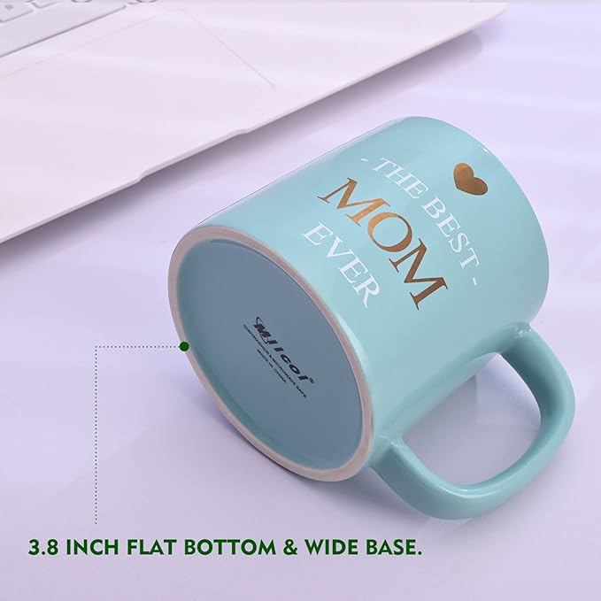 Miicol Funny Coffee Mug 16 oz, Cute Blue Coffee Cup, Large Ceramic Tea Mug, Gift Idea for Women, Mom, Tea Cup, Unique Gift for Birthday, Christmas, Mother's Day