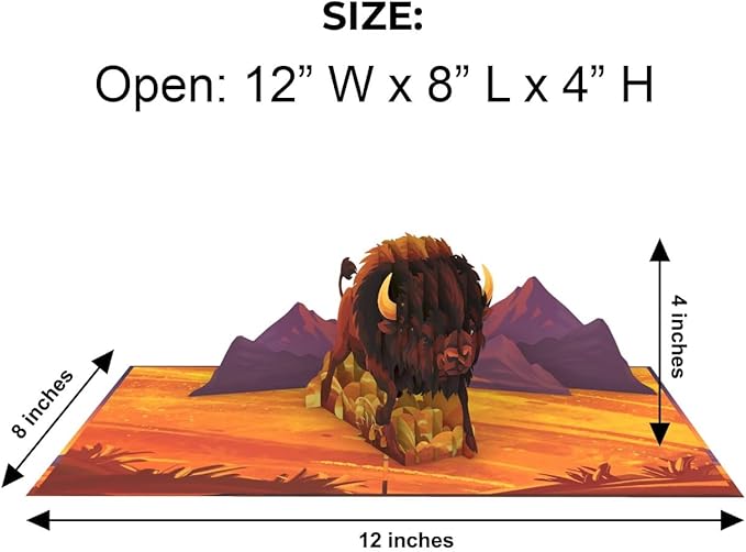 iGifts And Cards Be Bold Be Brave Be Wild Bison Pop Up Card – 3D Buffalo Mountain Scene for Graduation, Promotion, New Job – Encouragement Gift for Men, Nature Lovers, Adventurers – 6”x8” w/Notecard