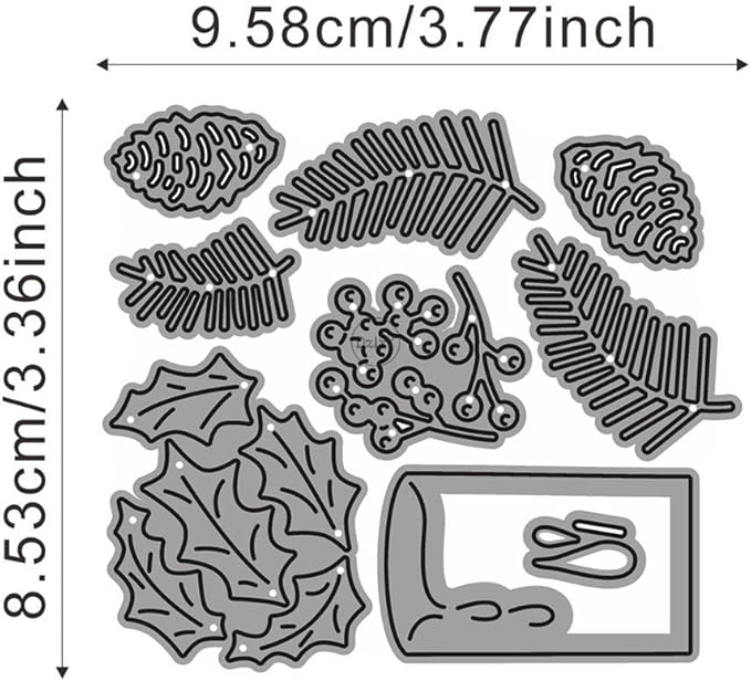 DzIxY Christmas Candle Pinecone Metal Cutting Dies for Card Making Kit Embossing Paper Die Cuts Scrapbook Machine Stencils Storage Pockets Supplies