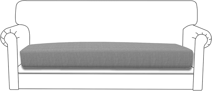 Easy-Going Stretch Cushion CoverSofa Cushion Furniture Protector Sofa Seat Sofa slipcover Sofa Cover Soft Flexibility with Elastic Bottom(Large,Light Gray)