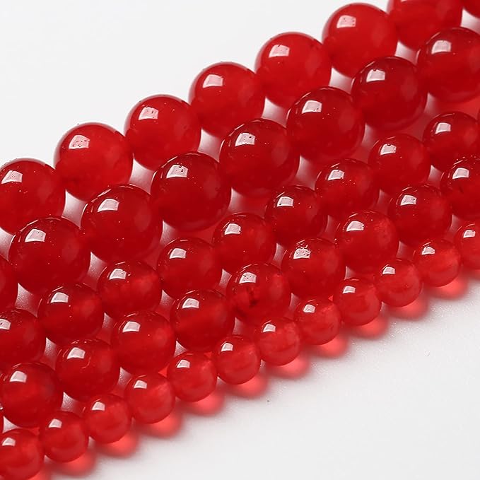72pcs 10mm Natural Red Jade Chalcedony Beads Round Loose Stone Beads for Jewelry Making DIY Bracelet 2 Strand 32"