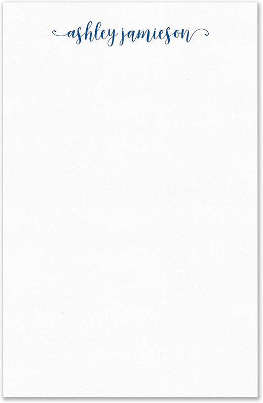 Personalized Notepad Stationery with Name in Lowercase Font, Available in 4 Sizes, Lined or Unlined in Choice of Colors, Note Pad Memo To Do List Pad (Font Style #5)