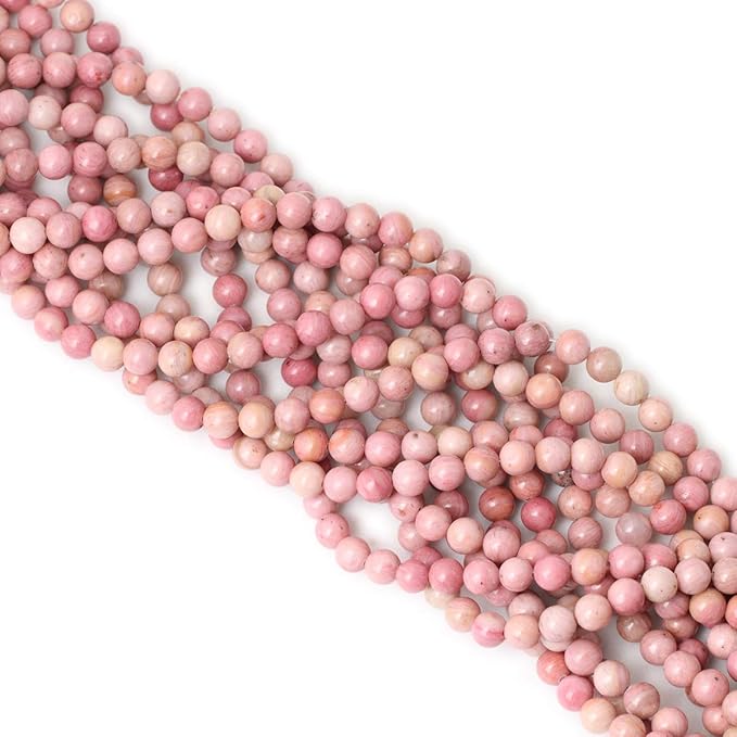 60PCS 6mm Natural Rhodochrosite Gemstone Smooth Round Loose Beads for Jewelry Making DIY Findings 1 Strand 15"