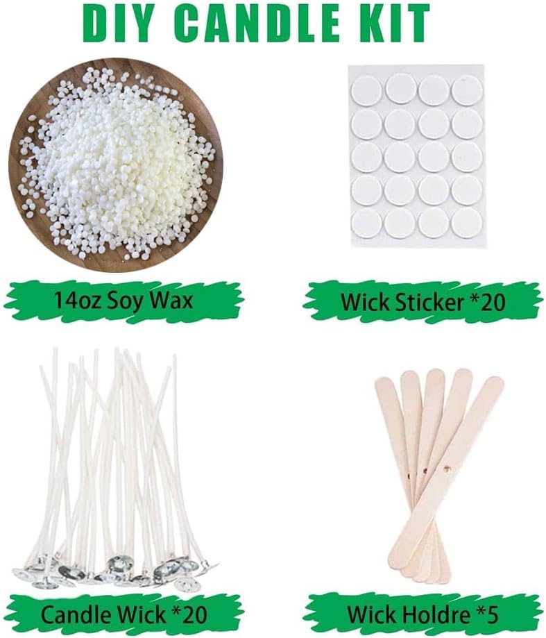 Natural Soy Wax for Candle Making, 14oz Organic Soy Wax Pellets with 20pcs Wick, 20pcs Wick Stickers and 5 Centering Device for Candle Making - Image 2