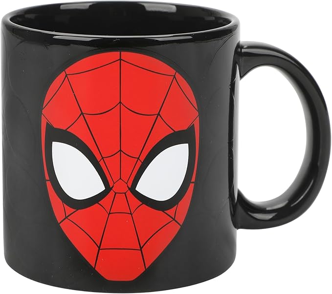 Spider-Man Mask 16 Oz Heat-Reactive Black Ceramic Mug