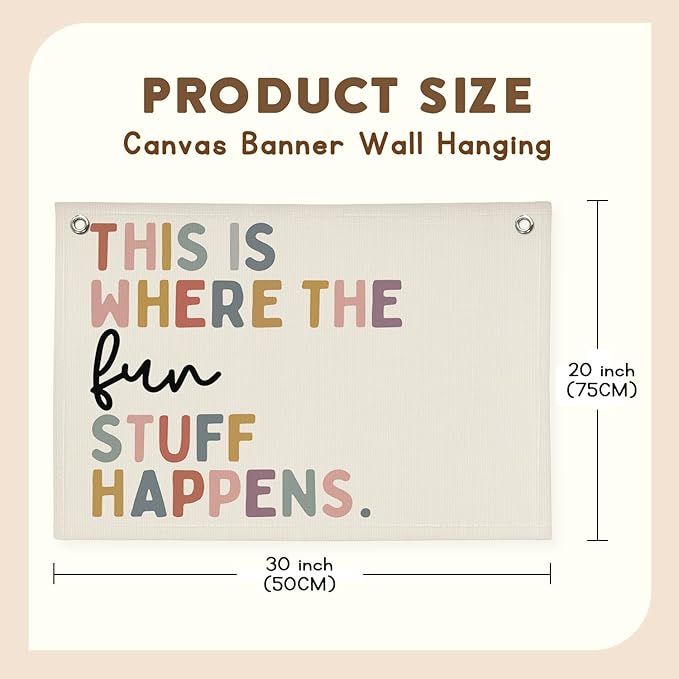 Boho Classroom Decor,Playroom Homeschool Kindergarten Door Decor，This is Where The Fun Stuff Happens, Nursery Kidroom Decor Banner Wall Hanging Flag,Classroom Must Haves Decorations，30x20,