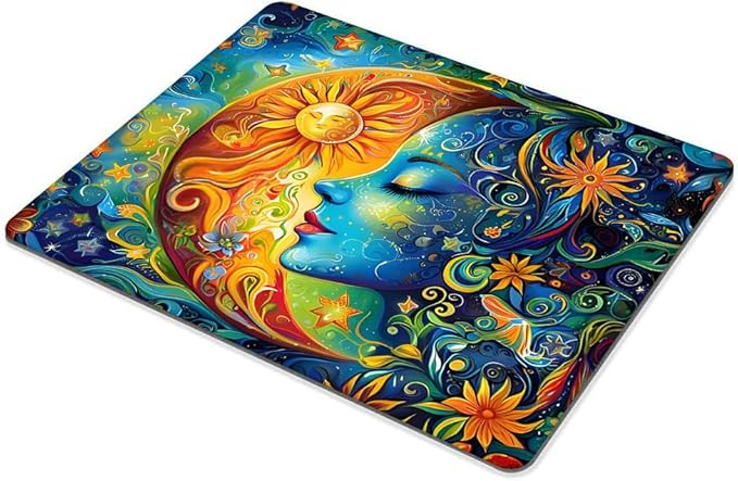 Square Mouse Pad Blue Girl and Flowers,Gaming Mouse Pads for Desk,Soft Computer Waterproof Non-Slip Mouse Mat