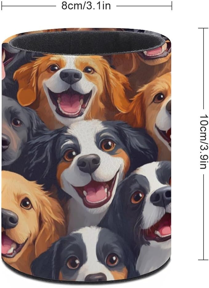 Fashion Pencil Pen Holder Cup, Waterproof Office Supplies, Waterproof Multifunctional Office Supplies Cartoon Selfie Dog