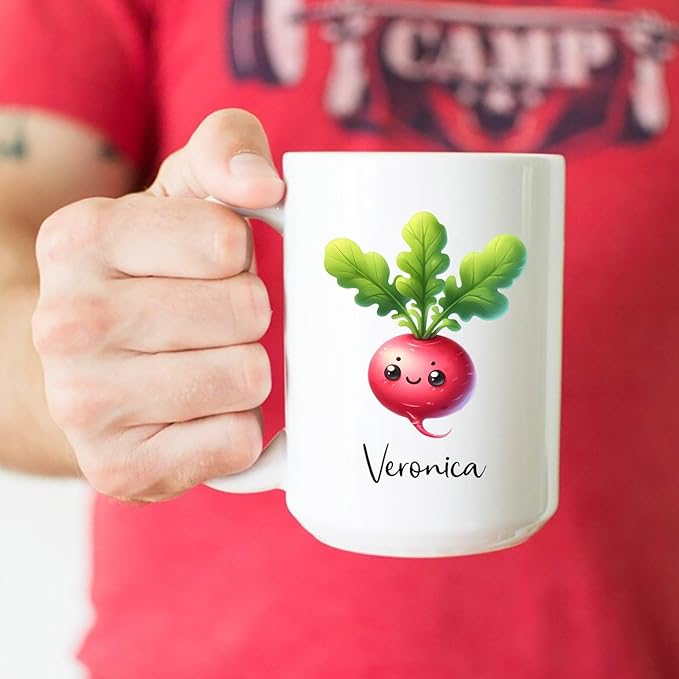 Radish Vegetable Coffee Mug, Personalized Name Radish Mug Gifts For Vegetable Lovers, Vegetable Cup, Custom Radish Travel Ceramic Mug 11Oz 15Oz, Vegan Lovers Mug, Radish Teacup, Vegetarian Coffee Cup