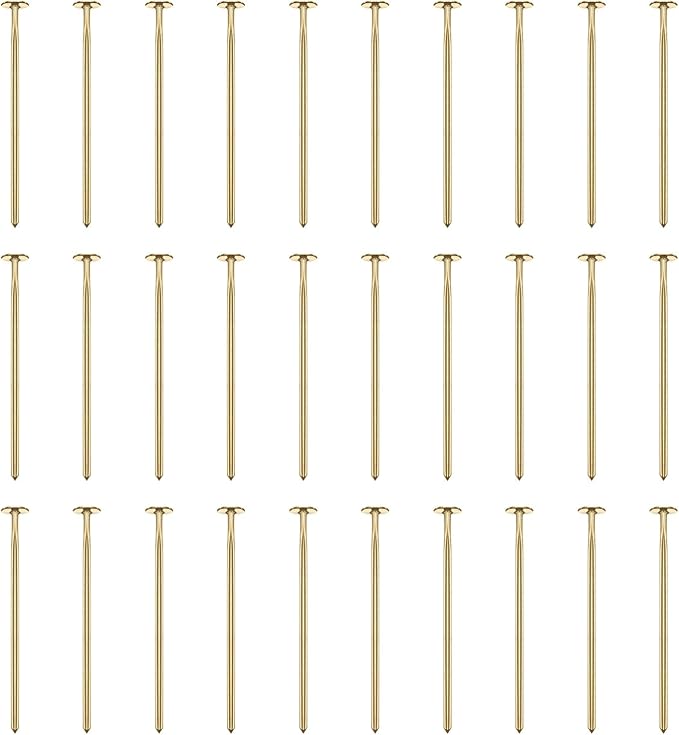 HARFINGTON 100pcs Flat Head Pins 0.63" 16mm Needles Bulk for Earring Pendant Necklace Bracelet Charm Jewelry Making Findings DIY Craft, 18K Gold