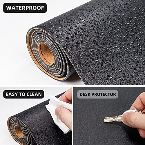 AFIING Cork Desk Mat 55" x 17", Dual-Sided Natural Cork & PU Leather Desk Pad, Non-Slip Waterproof Large Mouse Pad for Office, Home & Gaming (Black) - Image 3