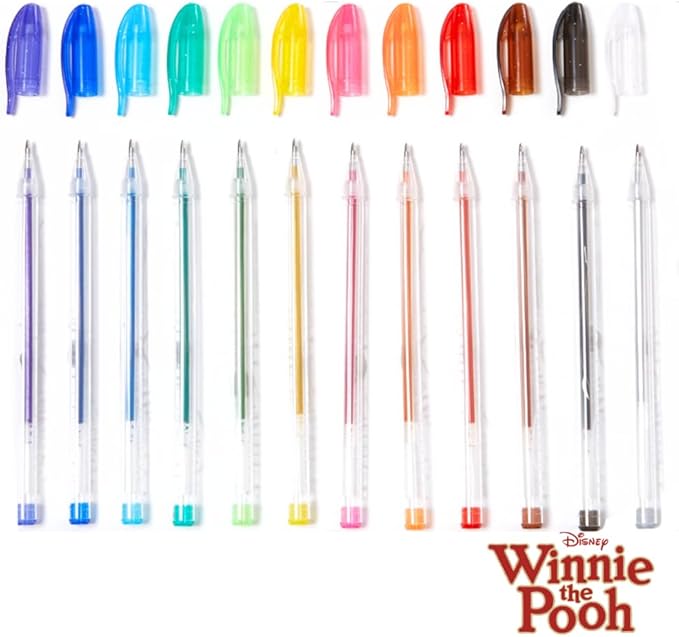 Disney Winnie the Pooh Gel Pens Set for Kids, 24 Pack with Glitter Gel Pens, Cute Pens for Girls and Boys