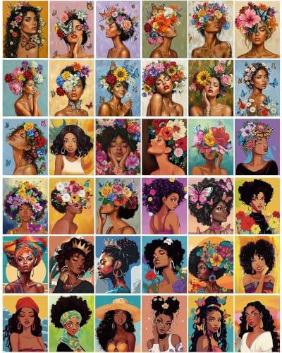Sherr 36 Pcs Pre Drawn Canvas Painting Kits for Adults Cute Printed to Paint Set 8" x 10" Stretched Panels Artistic Women Theme Painting for DIY Art Sunmmer Date Night Party Favor by Sherr