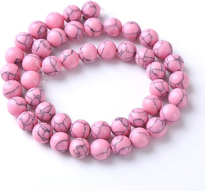 120PCS 6MM Pink Turquoise Spacer 2 Strands Loose Beads for Jewelry Making DIY Bracelet Necklace