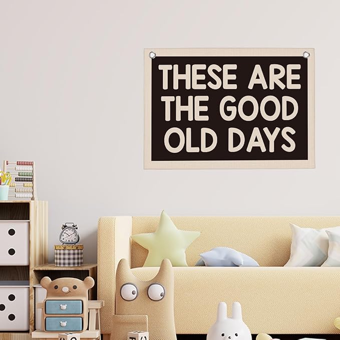Black and White These Are The Good Old Days Banner Vintage Banner Wall Decor Wall Hanging Boys Girl Play Bedroom Dorm Room Decor 22x28 Inch