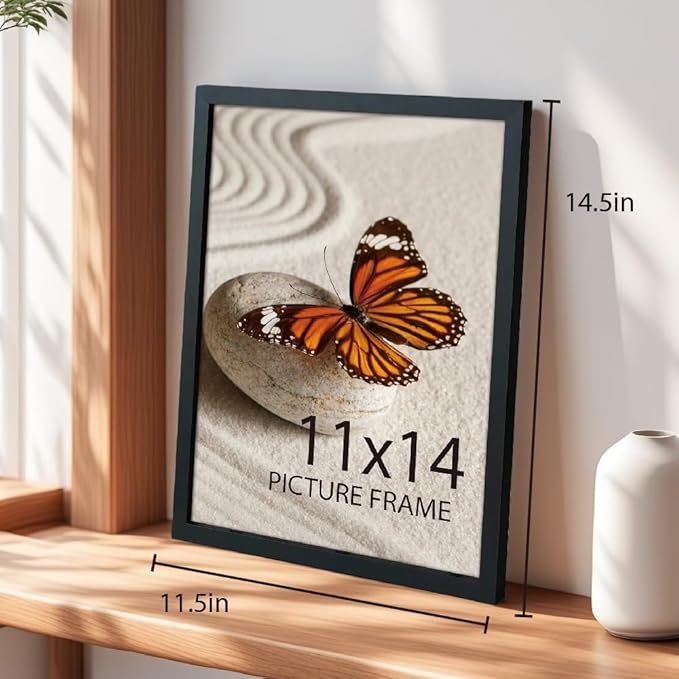 Memory Island 11X14 Photo Frames for Wall and Tabletop Display, 11 by 14 Black Picture Frames with HD Plexiglass, Set of 15