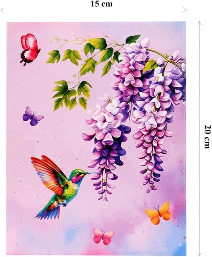 3D Pop Up Greeting Card – Hummingbird with Wisteria & Butterflies – Elegant Floral Card for Birthday, Mother’s Day, Anniversary & Special Occasions, F63