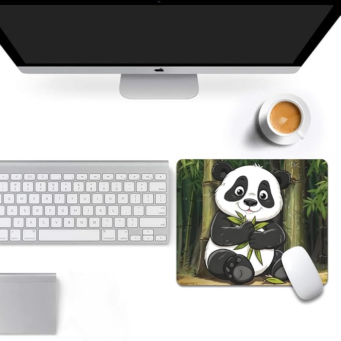 Pandas eat Bamboo Texture Mouse pad, Square Waterproof and Anti Slip Mouse pad for Office laptops