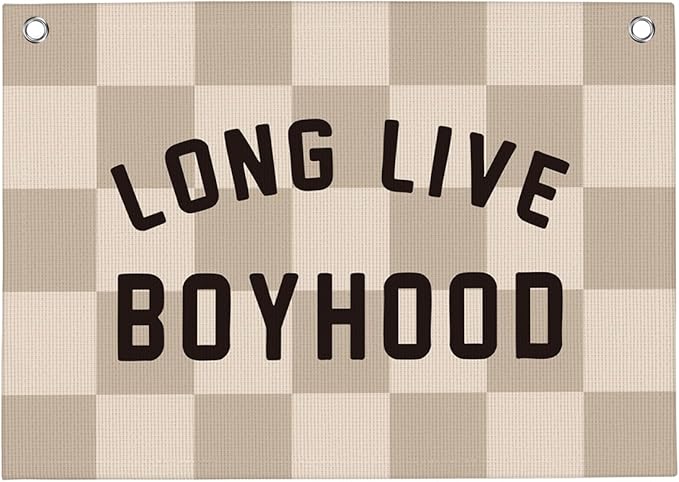 Checkered Long Live Boyhood Boys Room Playroom Wall Decor Vintage Sports Decor for Nursery Playroom Kids Bedroom Dorm Toddler Decorations 22x28 Inch