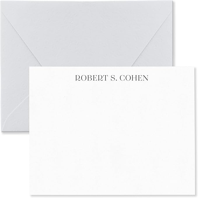 Personalized Stationery Note Cards with Envelopes for Men, Professional Classic Simple Design Mens Handmade Stationary Thank You Notecards, Choose Your Colors and Set Size (Font Style #5)