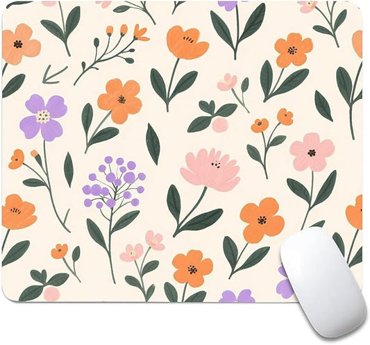 Square Mouse Pad Flowers, Personalized Premium-Textured Custom Mouse Mat Design, Washable Mousepad Cloth, Non-Slip Rubber Base Computer Mouse Pads for Wireless Mouse