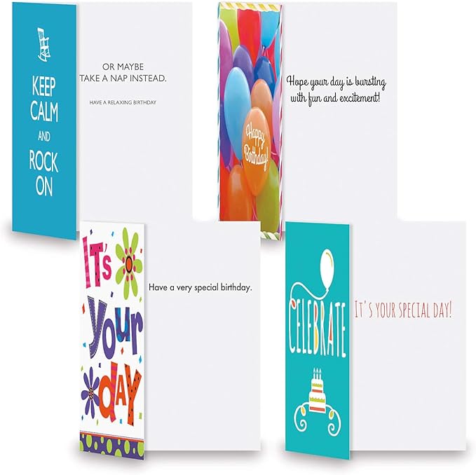 Current Mega Birthday Greeting Card Value Pack - Set of 40 (20 Designs), Large 5" x 7", Birthday Cards with Sentiments Inside, White Envelopes
