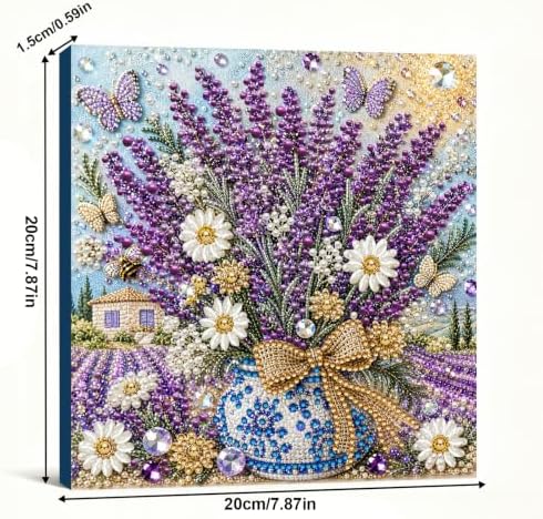 DIY Pearl Painting Kit for Adults, Lavender Flower Gem Art with Wood Frame, 20x20cm Pearl Diamond Craft, Floral Wall Decor Gift for Women, Beginners Relaxing Hobby Kit - Image 4