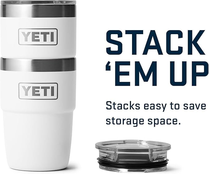 YETI Rambler 8 oz Insulated Coffee Mug with Lid - Stackable Double-Wall Vacuum Insulated Coffee Cup - DuraSip Ceramic Lining - Barista-Friendly Design - Stainless Steel - Dishwasher Safe