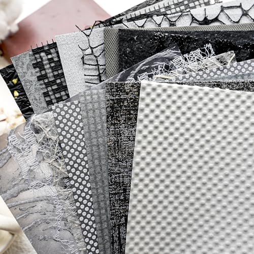 15-Piece Textured Scrapbook Paper Mesh Fabric Set, Black A5 Sheets by Unknown