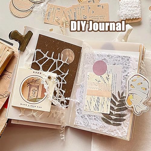 Aromoty 15 sheets Handmade Scrapbook Paper Craft Mesh Fabric Scrapbooking Supplies Aesthetic Morandi Textured Special Paper Mix for Junk Journal Journaling DIY Materials,5.1x7.09 inches - Image 6