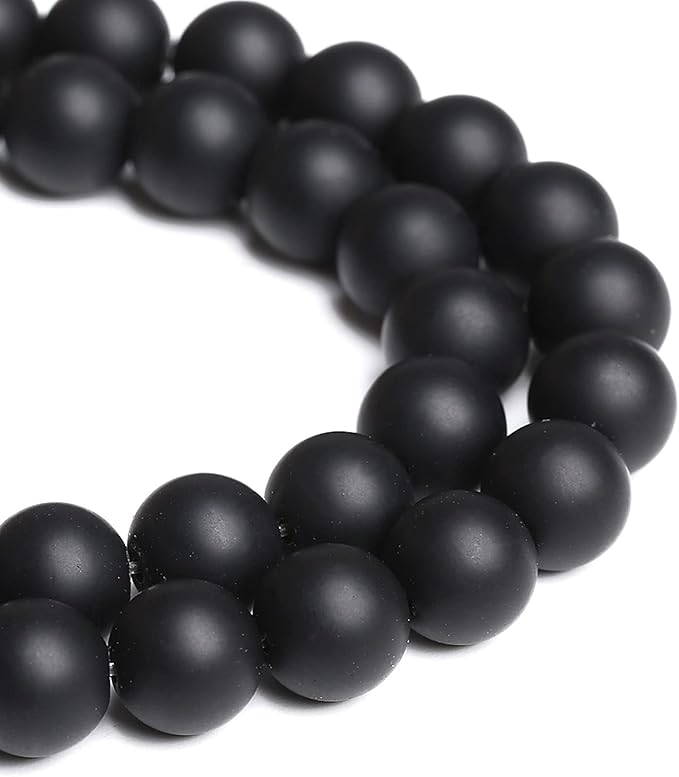 6MM 60PCS Natural Stone Matte Black Agate Loose Beads for Jewelry Making DIY Bracelet Necklace