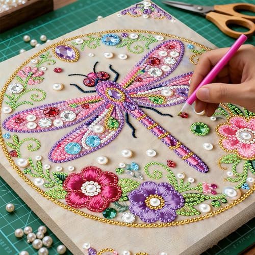 LQCrafK DIY 3D Pearl Art Painting Handcraft Kit for Adults Beginners, Home Wall Decoration, Creative Design Framed Painting with Tools-Dragonfly - Image 2