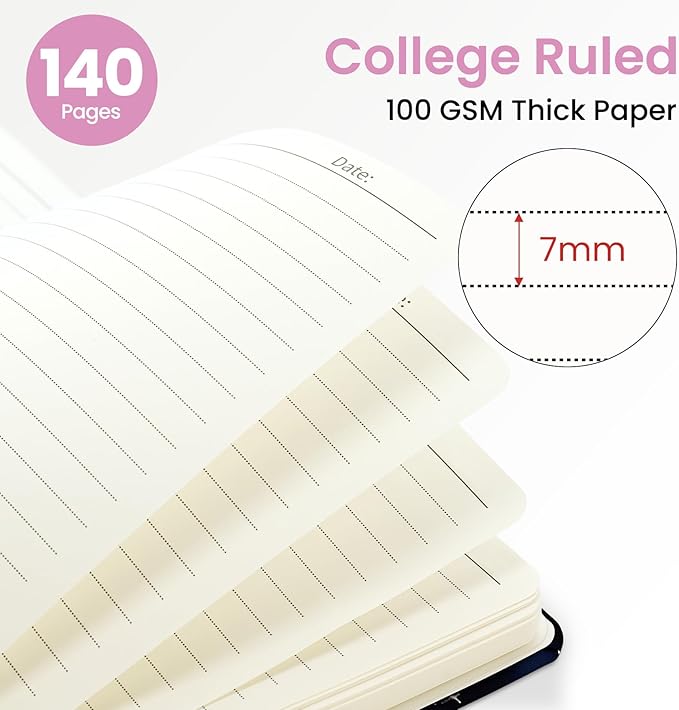 Lined Spiral Journal for Women, A5 Hardcover Cute Notebook for Work & Note Taking, Aesthetic Pretty Journal for Writing, 140 Pages, 6"x8", Celestial