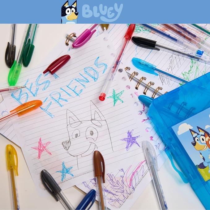 Innovative Designs Bluey Gel Pens Set for Kids, 24 Pack with Glitter Gel Pens, Cute Pens for Boys and Girls