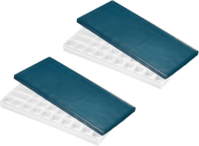 PATIKIL 48 Compartments Paint Palette, 2 Pack Plastic Painting Tray Deep Saver Box Detachable with Soft Cover Art Supplies Storage Organizer for Watercolor Gouache Oil Paint Art