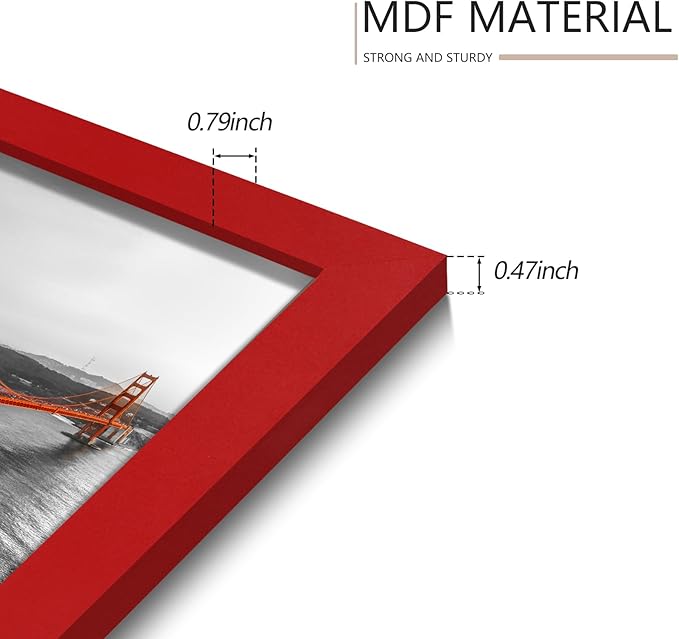 11x14 Picture Frame Set of 9, Photo Gallery Wall Frame Set, Display Pictures 8x10 with Mat or 11 x 14 Without Mat, Multi Photo Frames for Wall Mounting or Table Top Display, Red