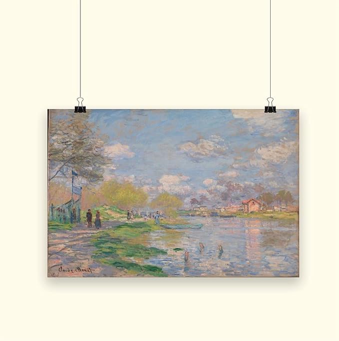 40+ Monet Famous Print Posters Spring by The Seine by Claude Monet Impressionism Canvas Posters Print Wall Art Bedroom Office Room Decor Gift Unframe 20×30inch(50×75cm)