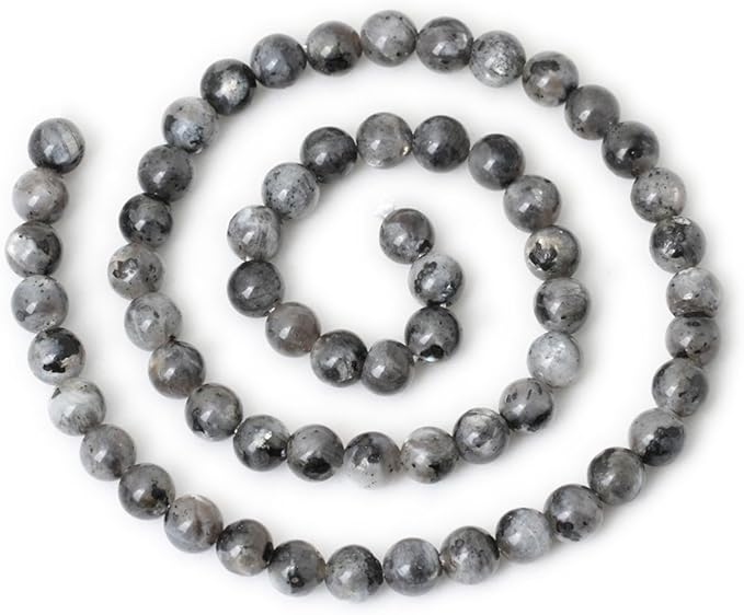 60PCS 6mm Natural Black Labradorite Gemstone Round Loose Beads Crystal Energy Stone for DIY Jewelry Making 1 Strand 15"