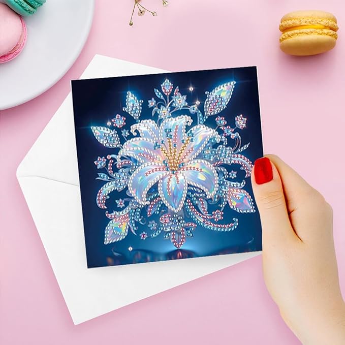 Ceitura 6Pcs DIY Diamond Art Painting Crafts Rhinestone Painting Greeting Card Making Kit Postcard for Holiday Christmas New Year Party Favors (Mandala Flower)