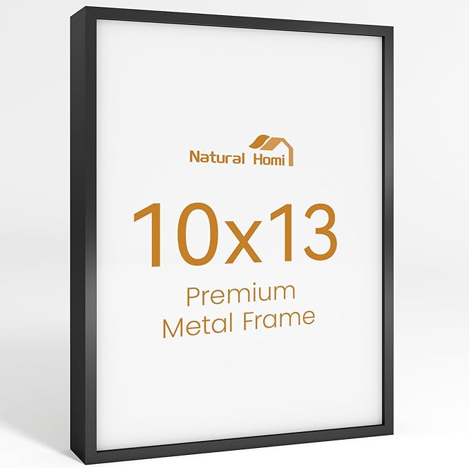 10x13 Aluminum Metal Picture Frame,Tempered Glass Black Photo Frame 10x13 for Family Photo,Posters,Art,Document to Wall Mount Horizontally or Vertically