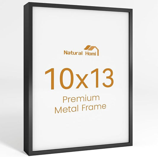 10x13 Aluminum Metal Picture Frame,Tempered Glass Black Photo Frame 10x13 for Family Photo,Posters,Art,Document to Wall Mount Horizontally or Vertically