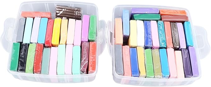 50 Colours Modelling Clay Set, Polymer Clay Starter Kit with 5 Sculpting Tools, Safe Air Dry Clay for Kids, DIY Lightweight Soft Mouldable Art Craft Material for Child