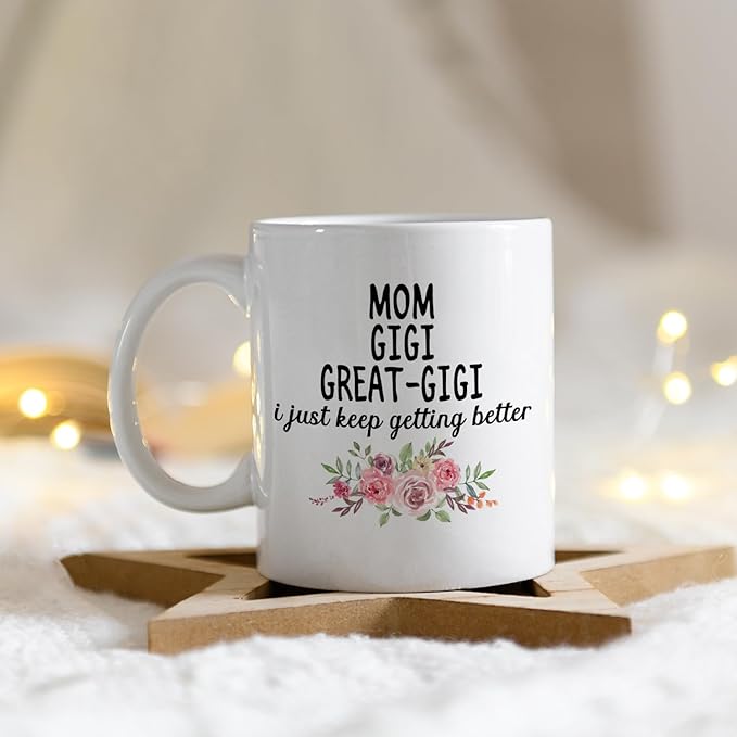 IWXYI Great Gigi Coffee Mug - Great Gigi Gifts for Birthday Mothers Day, 11oz Floral Mother‘s Day Coffee Mug Ceramic, Mothers Day Gifts