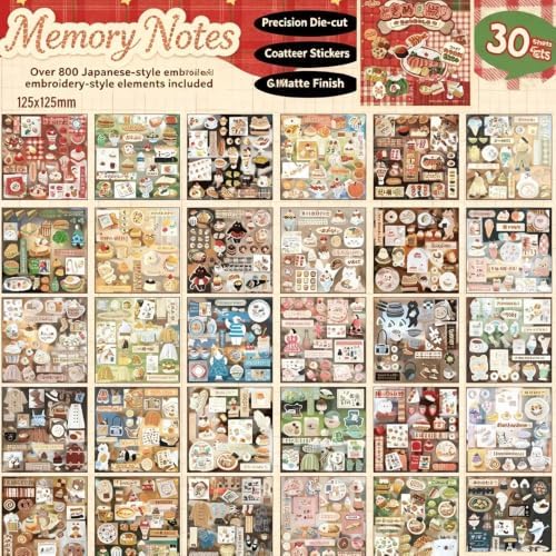 Alideco 30pcs Scrapbook Stickers Vintage Gourmet Desserts Sticker Book for Adults Sticker journaling Stickers for Scrapbooking (shiguangxiaoji) - Image 2