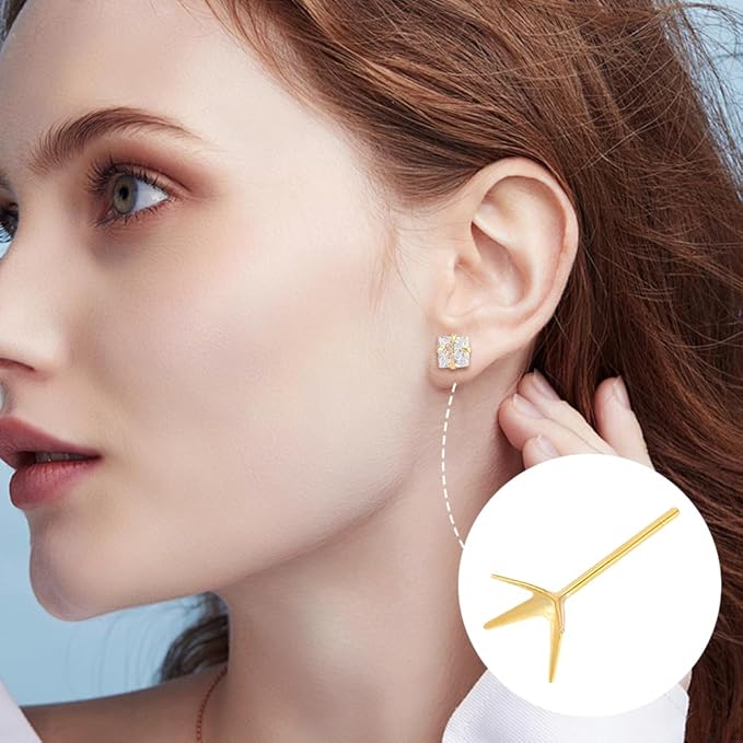 UNICRAFTALE 10Pcs 925 Sterling Silver Prong Earring Settings 5 Sizes Golden Stud Earring Findings Metal Claw Earrings Posts Beads Rhinestone Component Prong Earrings Blanks for Jewelry Making