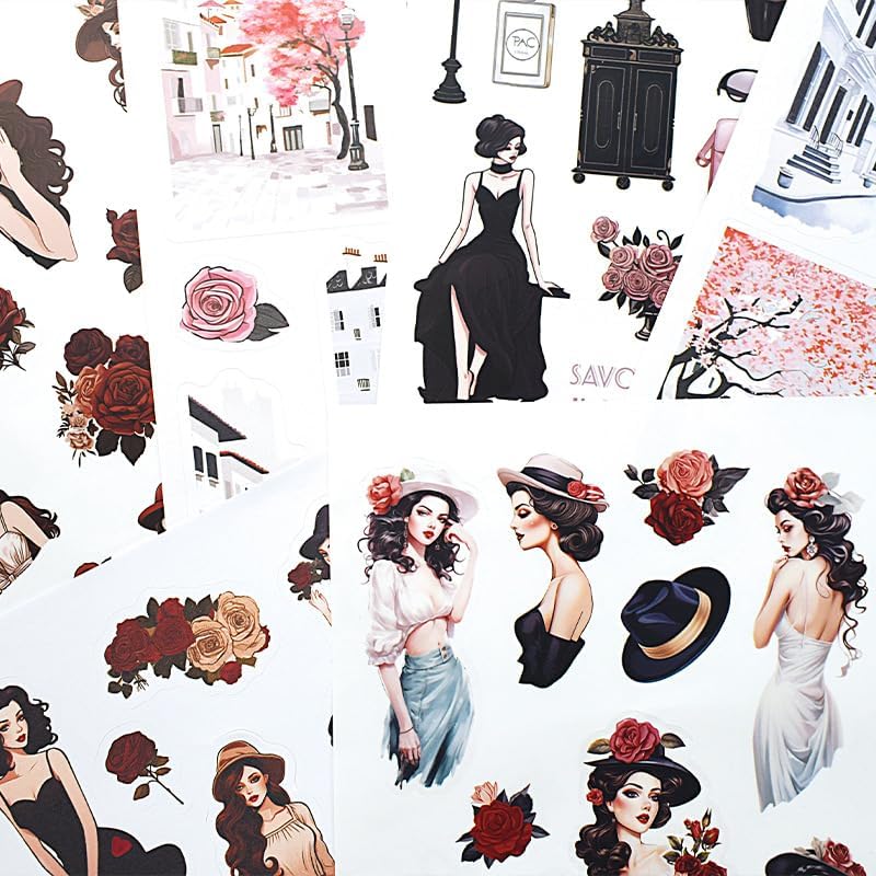 Alideco 20pcs Vintage Scrapbook Stickers Europe and The United States Figure Flowers Sticker Book for Adults Sticker journaling Stickers for Scrapbooking (geleisi) - Image 6