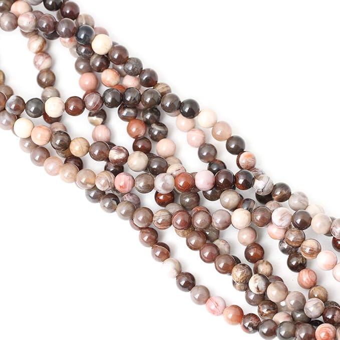 45PCS 8mm Natural Silicified Wood Jade Gemstone Round Loose Beads for Jewelry Making DIY Findings 1 Strand 15"